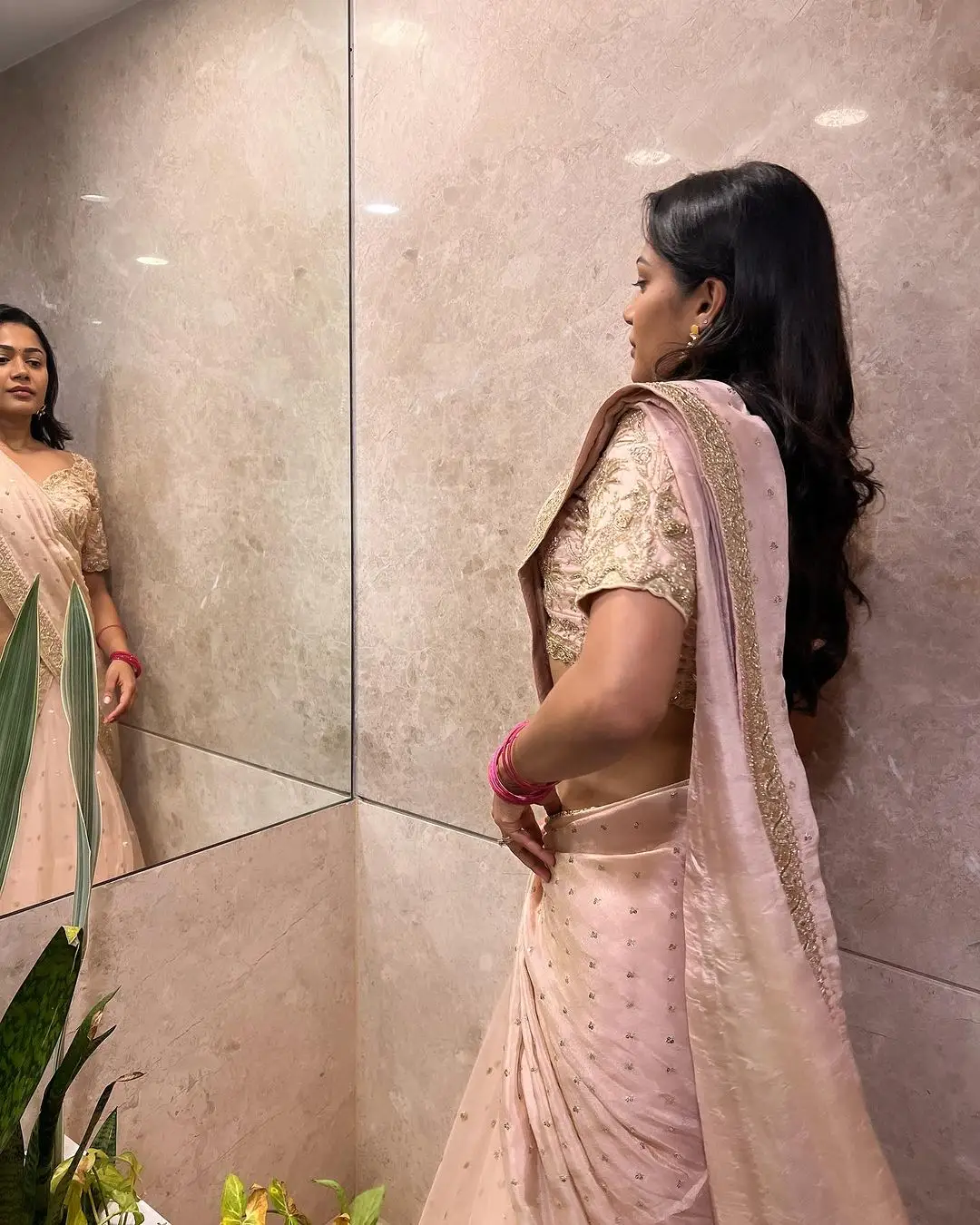 Telugu Actress Payal Radhakrishna in Pink Saree Blouse